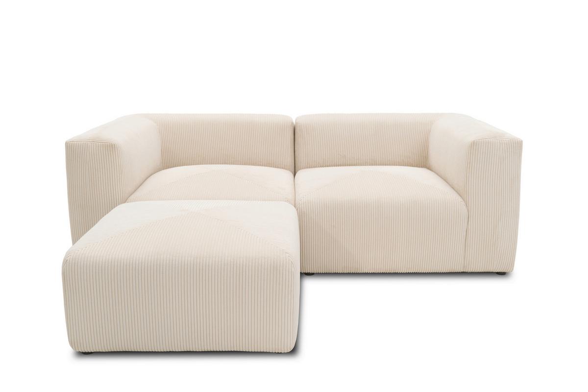 Ecksofa Creme B: 216 Cm - Creme/Schwarz, Design, Textil (216/69/193cm) - MID.YOU