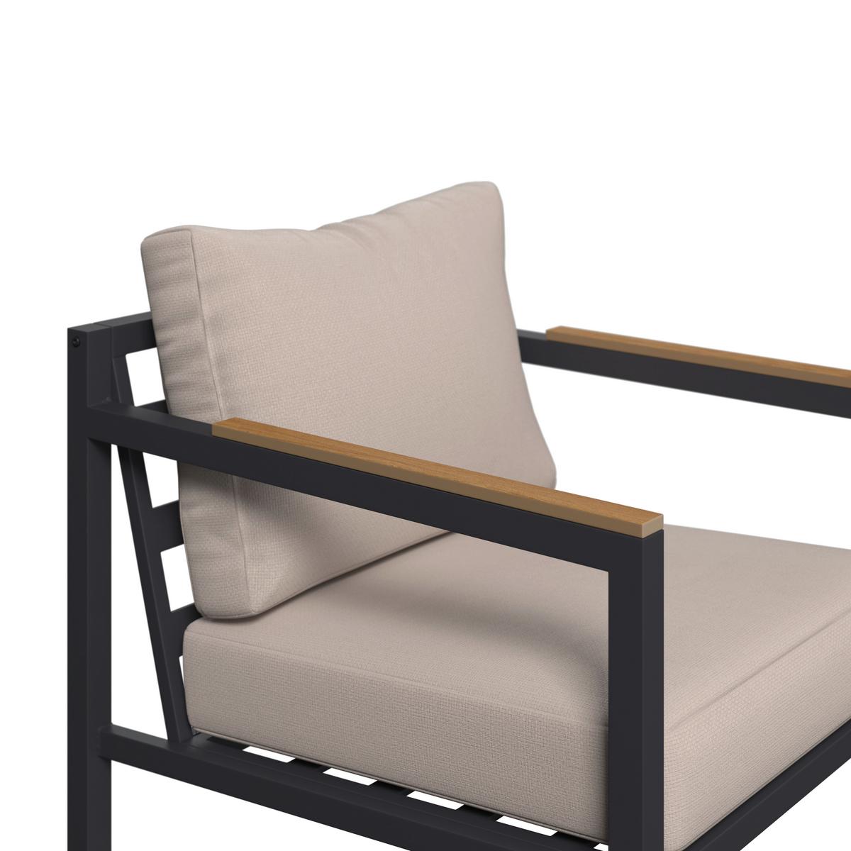 Loungegarnitur Dallas - Dunkelgrau/Beige, MODERN, Kunststoff/Textil - Beldano