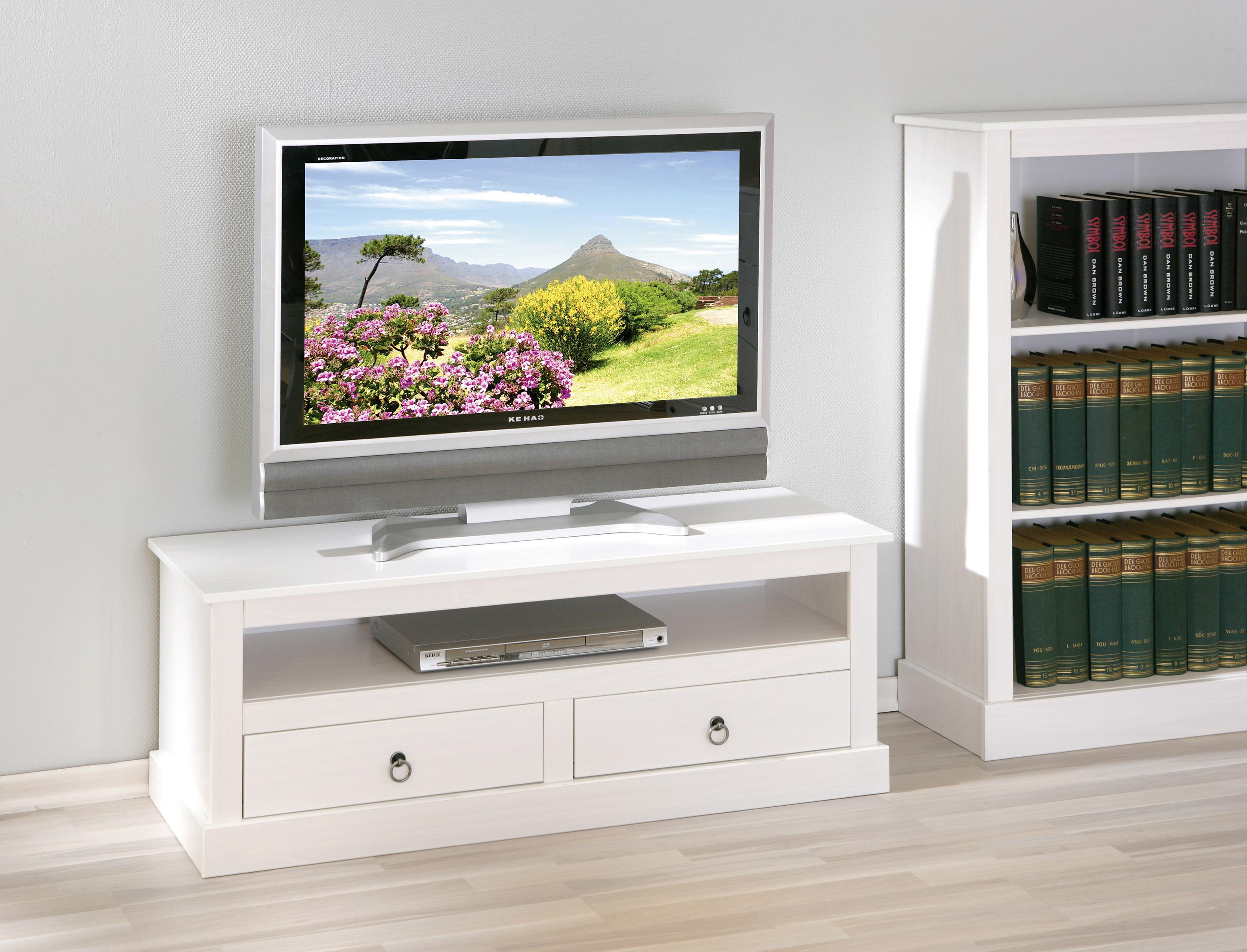 TV-Element Provence B: 118 cm Weiß - Weiß, KONVENTIONELL, Holz (118/45/39cm) - MID.YOU