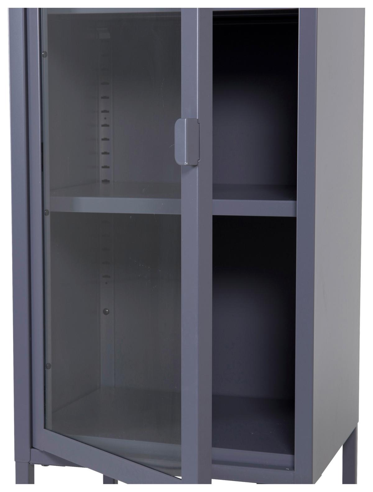 Vitrine Misha - Grau, Design, Glas/Metall (40,5/150/35cm) - Livetastic
