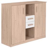 Komód Cariba 124/105 Cm - tölgyfa színű/fehér, Design, faalapú anyag (124/105/41cm) - MID.YOU