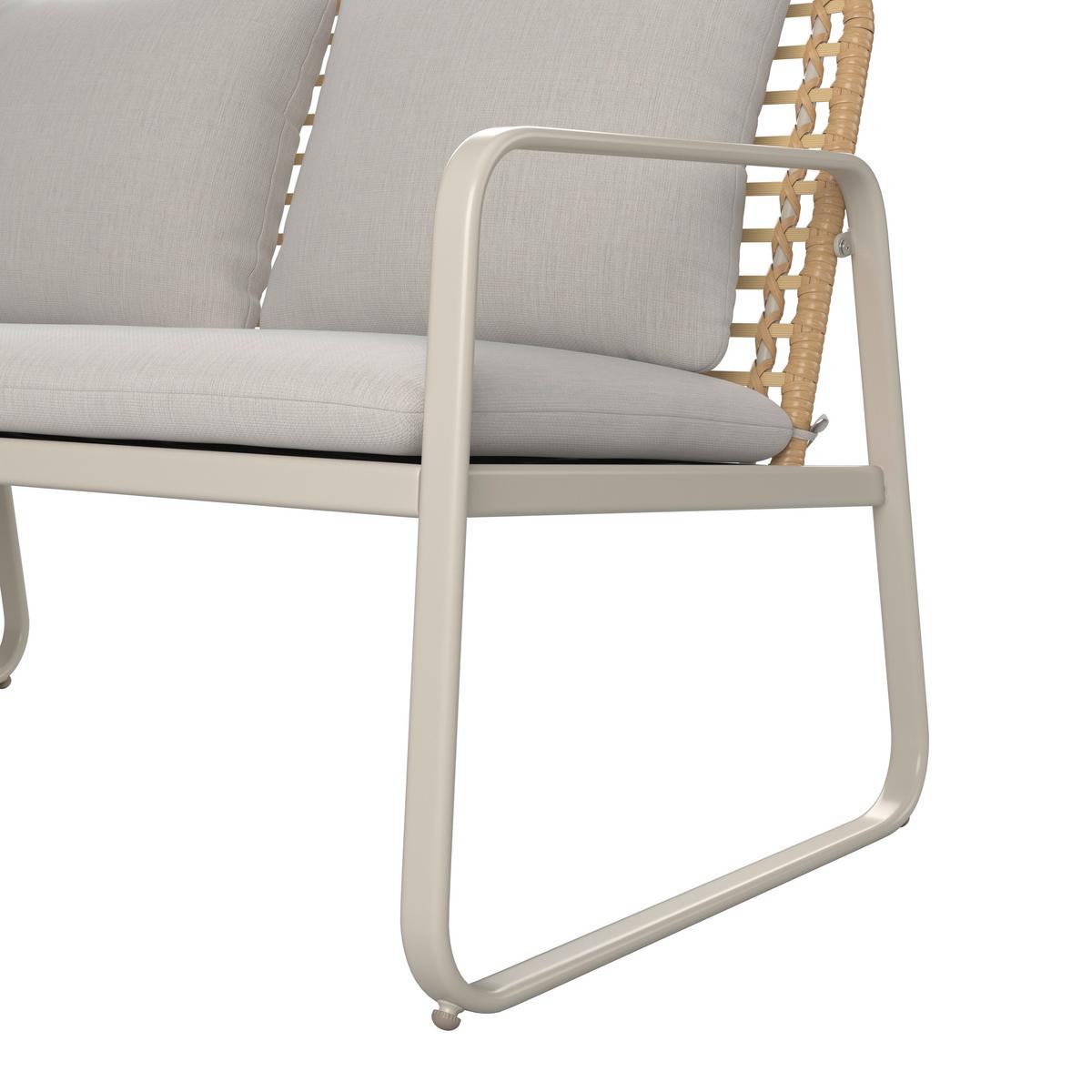 Loungegarnitur Tartu - Beige/Hellgrau, MODERN, Glas/Kunststoff (117/77,5/71,5cm) - Beldano