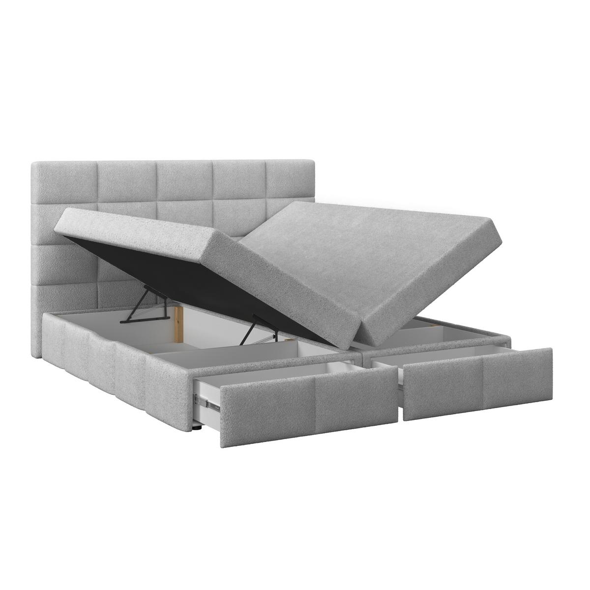 Polsterbett Alba Boucle Grau, 160x200 cm - Schwarz/Grau, Trend, Textil (160/200cm)