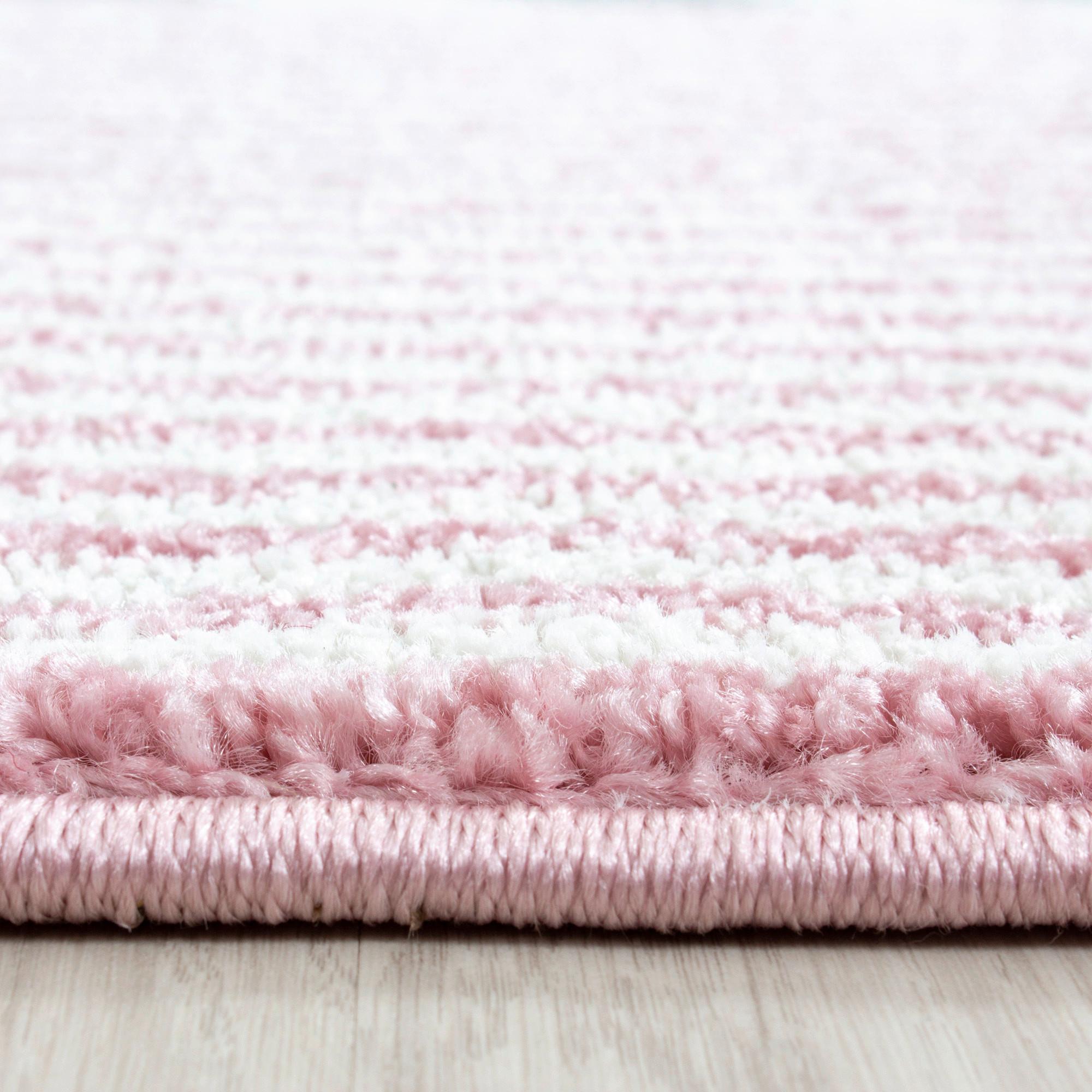 Kinderteppich Rund Herz Grau/Weiß/Pink Kids Ø 120 cm - Pink/Weiß, Trend, Textil (120cm)
