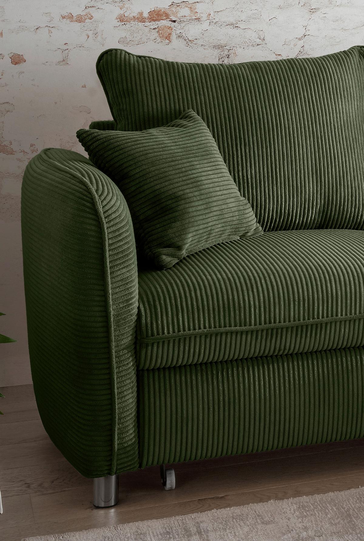Eckschlafsofa Lauritio Dunkelgrün S: 254x160 cm - Chromfarben/Dunkelgrün, MODERN, Textil (254/160cm) - Livetastic