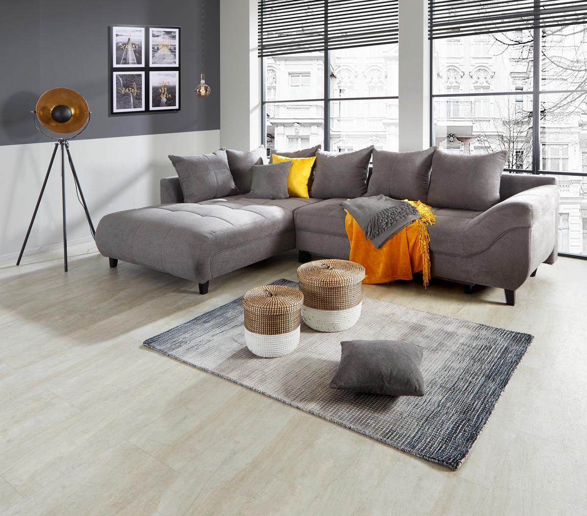 Rohová sedačka MENDOZA. ľavá, sivá - čierna/sivá, Design, drevo/textil (197/309cm) - Ondega