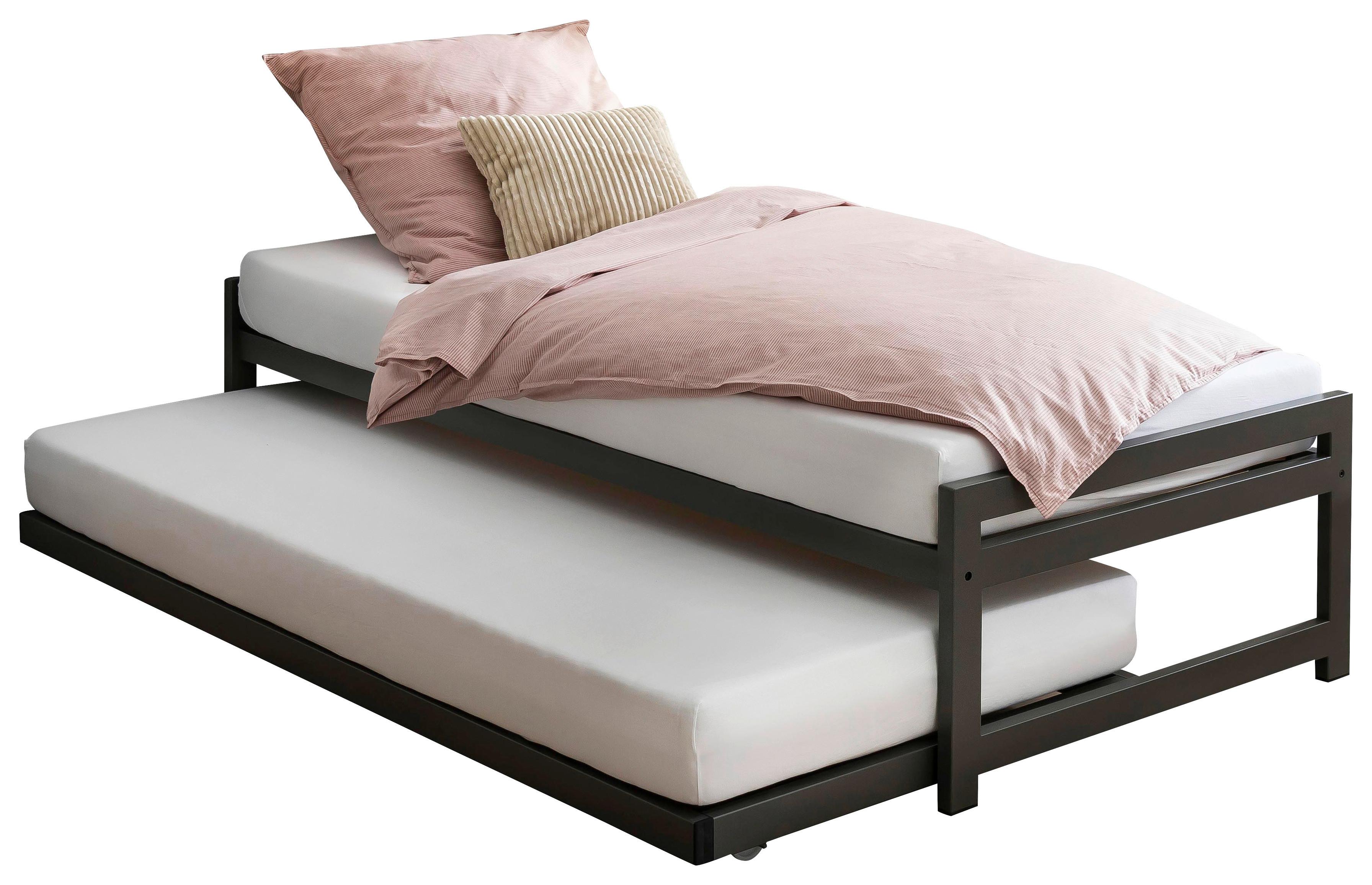 Ausziehbett mit Lattenrost Monument 90x200 cm Anthrazit - Anthrazit, Design, Metall (90/200cm) - Hasena