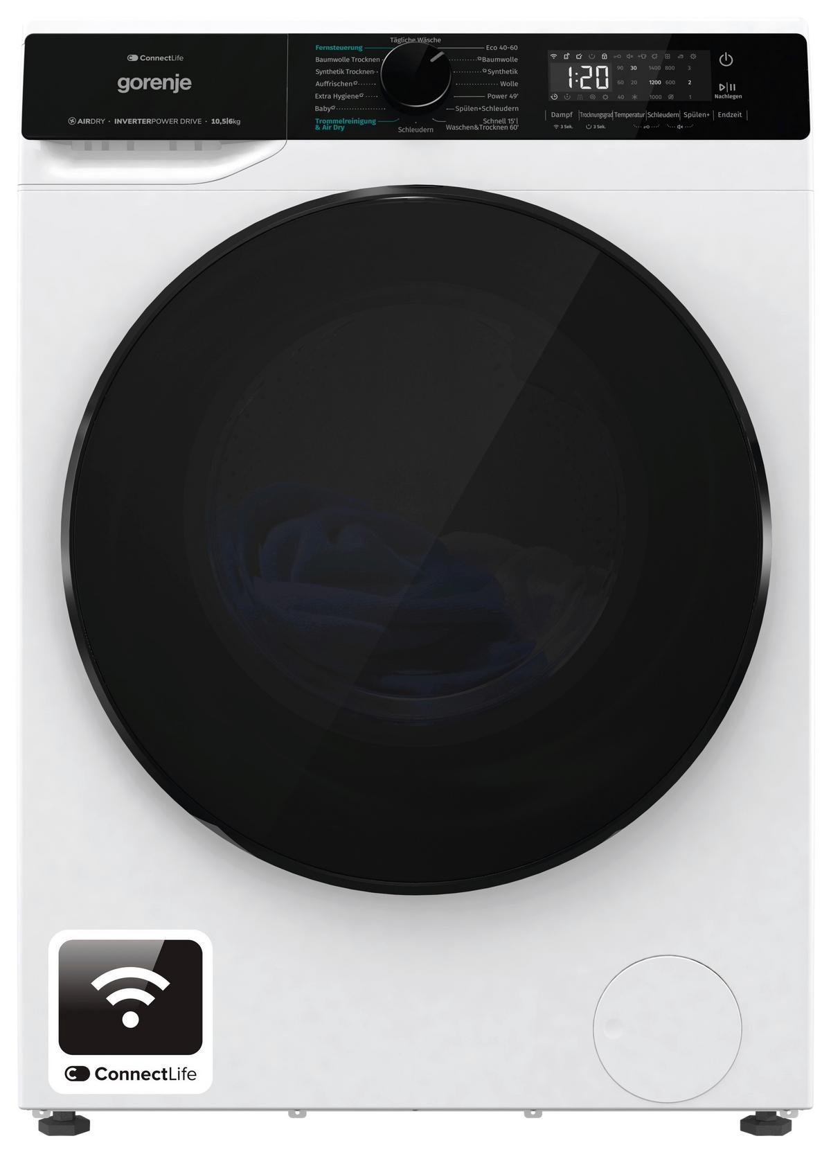 Waschtrockner WD2Pa1x64adw/At 10kg Waschen, 6kg Trocknen - Schwarz/Weiß, Basics, Glas/Kunststoff (59,5/84,5/61cm) - Gorenje
