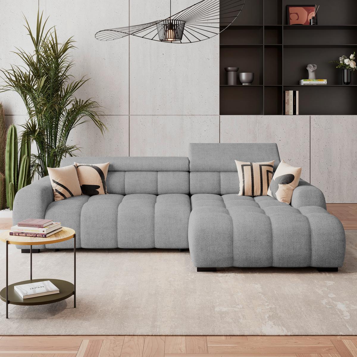 Ecksofa Fargo S Grau, B: 285 cm - Schwarz/Grau, Trend, Textil (285/168cm)