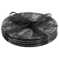 Sada podložek Glamour, 4 ks/bal. - černá/barvy stříbra, Moderní, karton/plast (10cm) - Modern Living