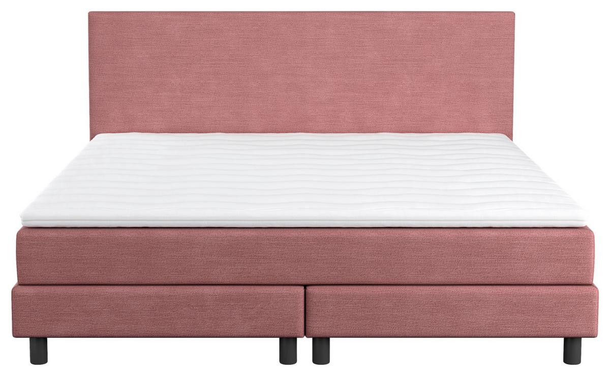 Boxbett mit Topper Andorra 160x200 cm Rosa - Schwarz/Rosa, MODERN, Holzwerkstoff/Textil (160/200cm) - MID.YOU