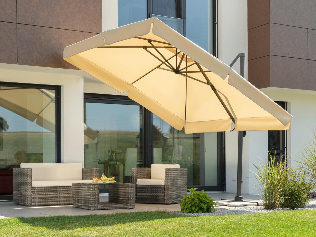 Ampelschirm Rhodos Bxhxt: 359x273x300 Cm Naturfarben - Anthrazit/Naturfarben, Basics, Textil/Metall (359/273/300cm) - Schneider