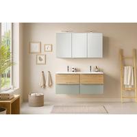 Badezimmer Verona Wildeiche/Schilfgrün 3-Teilig - Schilfgrün/Wildeiche, Trend, Glas/Holzwerkstoff (120cm) - Held