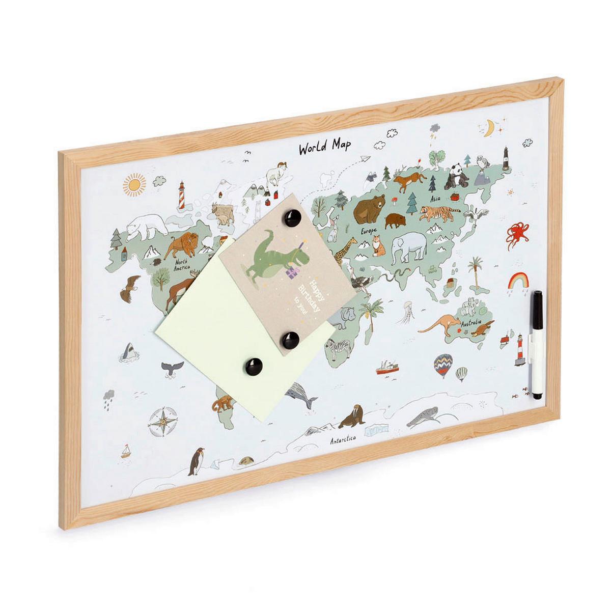 Magnet/Schreibtafel 'Weltkarte 60x40 cm - Basics, Holz (60/40/1,5cm)