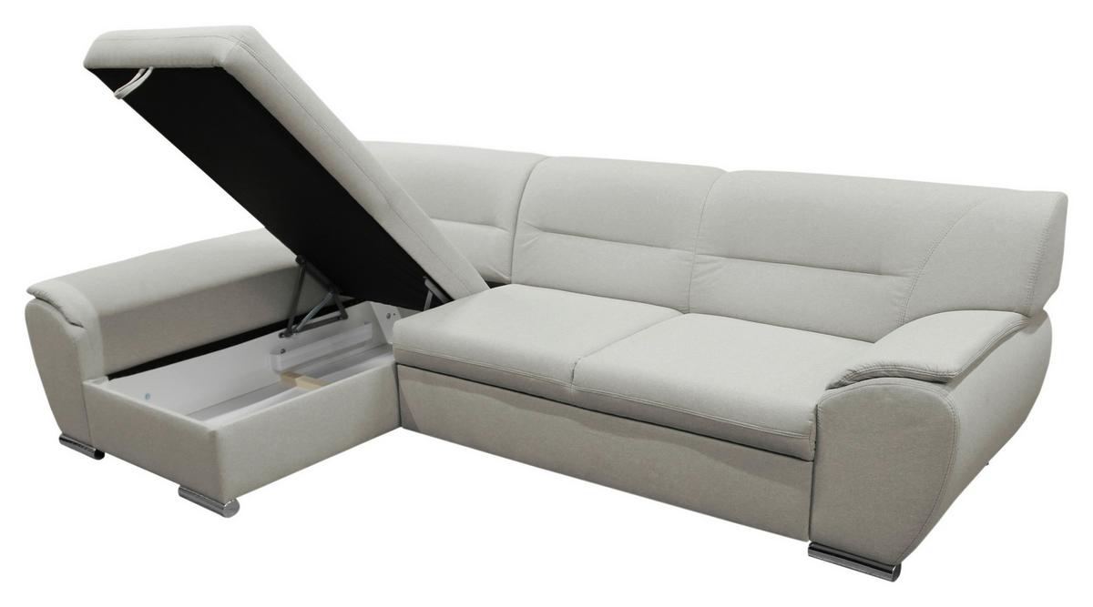 Veratti New Beige inkl. Schlaffunktion Ottomane Links - Beige/Silberfarben, Design, Textil (167/281cm) - MID.YOU