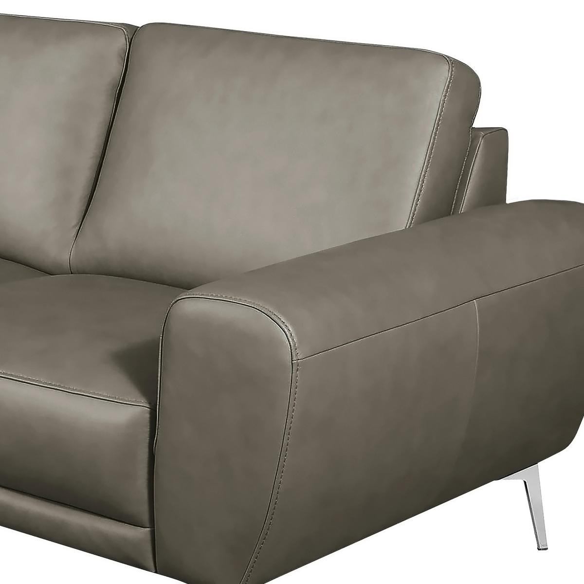 2-Sitzer-Sofa Spring Schwarz Chrom B: 177 cm - Chromfarben/Grau, Design, Leder (177/85/92cm) - Livetastic