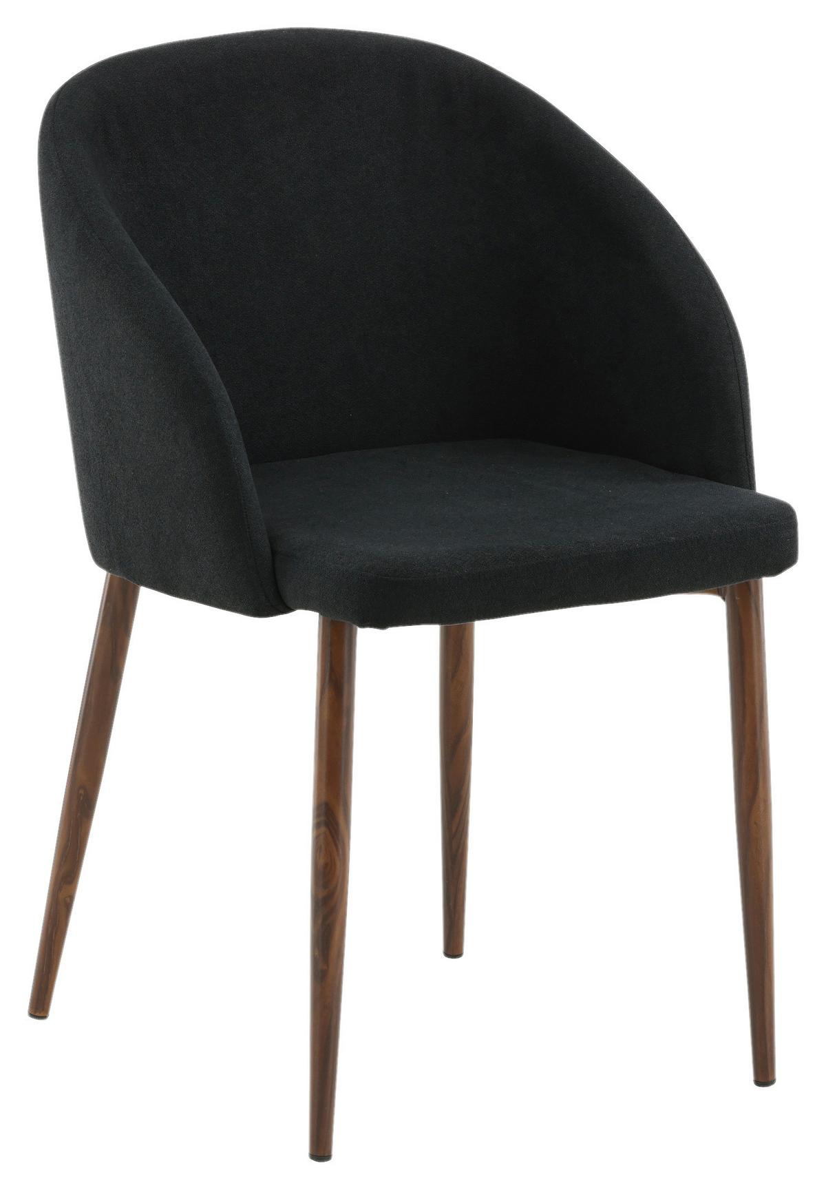 Stuhl-Set Arch - Walnussfarben/Schwarz, Design, Holz/Textil (48,5/83/55cm) - Livetastic