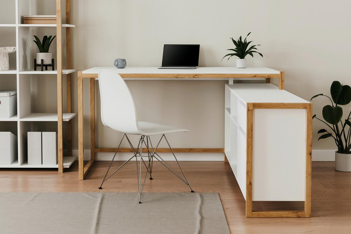Eckschreibtisch Denver Weiß/ Eiche Artisan D. L: 139cm - Eiche Artisan/Weiß, MODERN, Holzwerkstoff (139/139/75cm) - MID.YOU