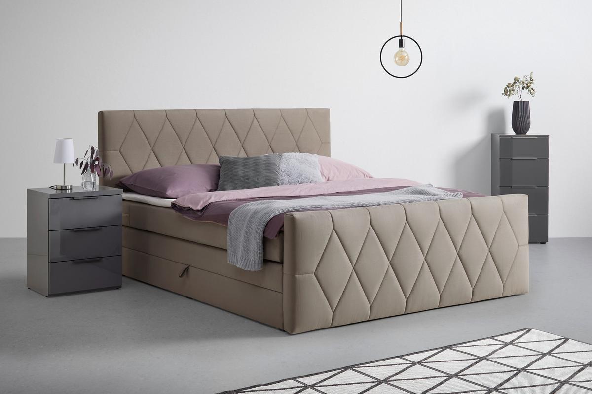 Boxspring Ágy Josie B 160/200cm - bézs, Konventionell, műanyag/faalapú anyag (160/200cm) - Based