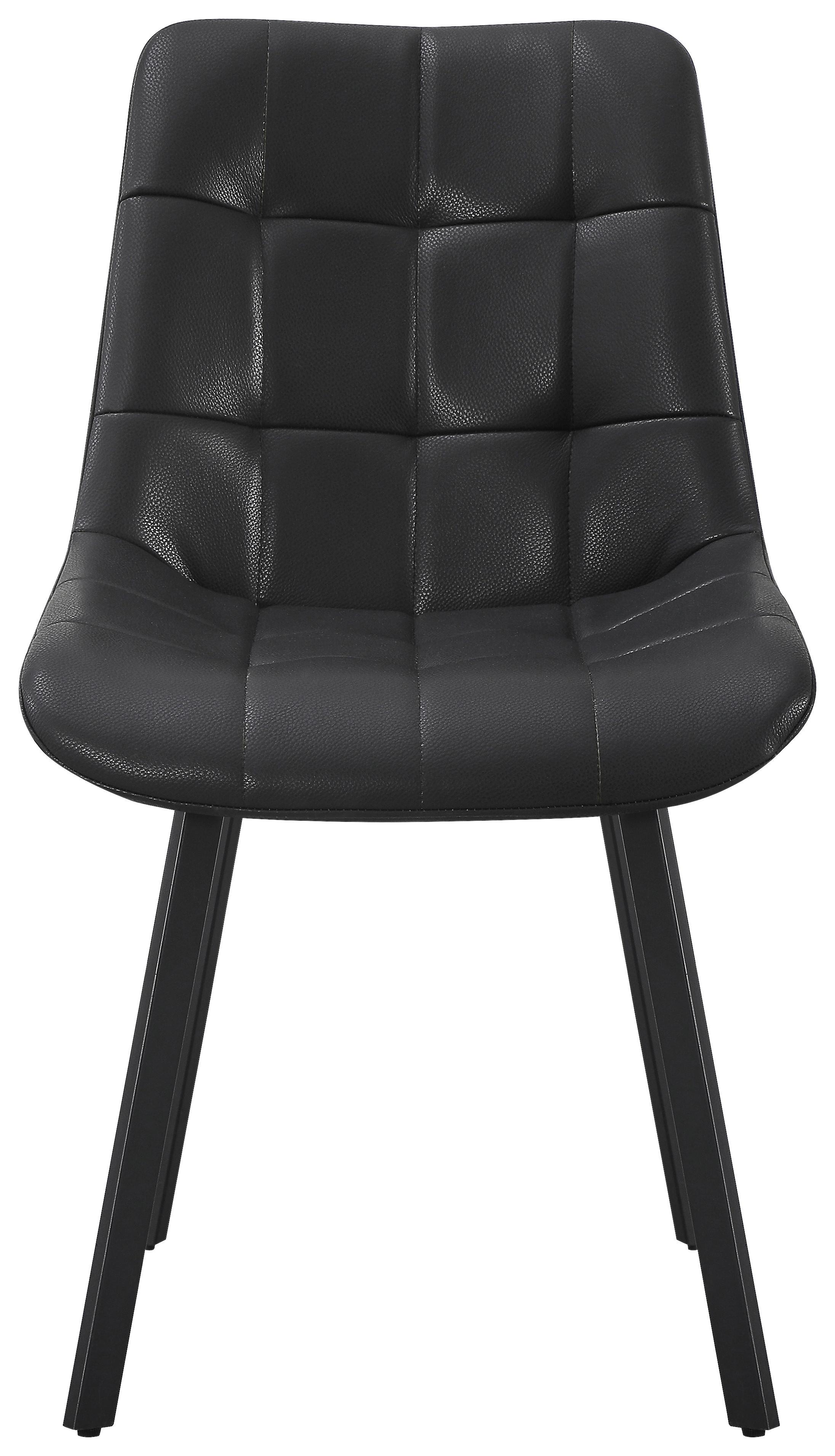 Vierfußstuhl Neva Schwarz B: 51 cm - Schwarz, MODERN, Leder/Metall (51/88/62cm) - Livetastic