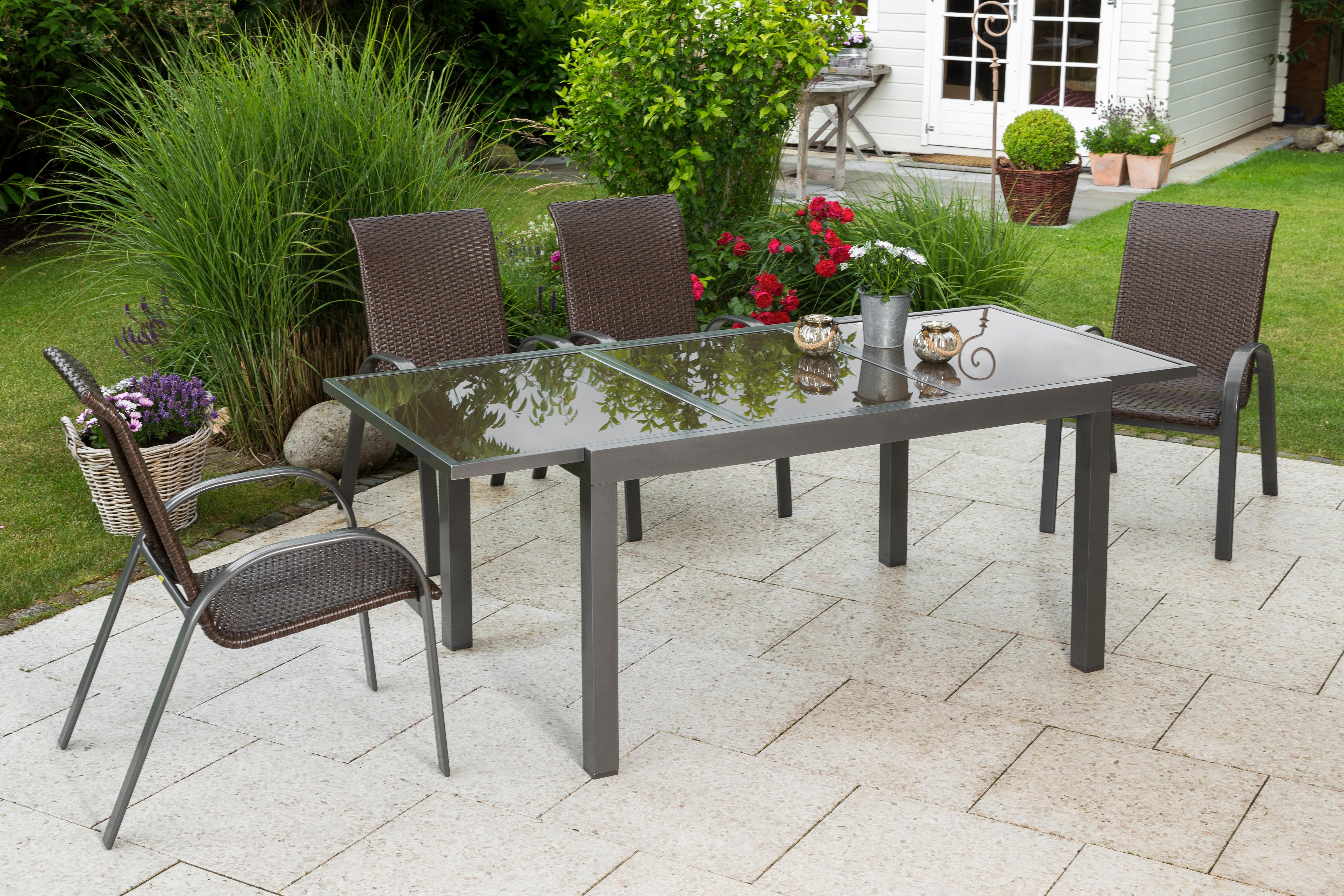 Gartenset Varese - Graphitfarben/Braun, MODERN, Kunststoff/Metall - Gardenson