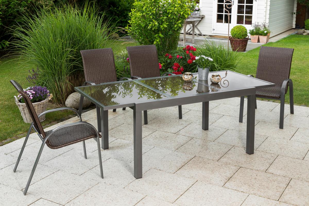 Gartenset Varese - Graphitfarben/Braun, MODERN, Kunststoff/Metall - Gardenson