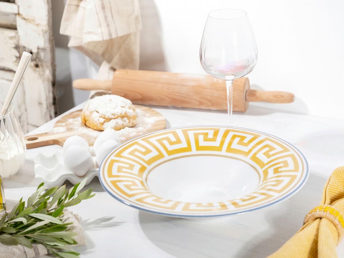 Pastatellerset Athena Keramik, Weiß/Honig - Weiß/Honig, Basics, Keramik (30cm) - Creatable