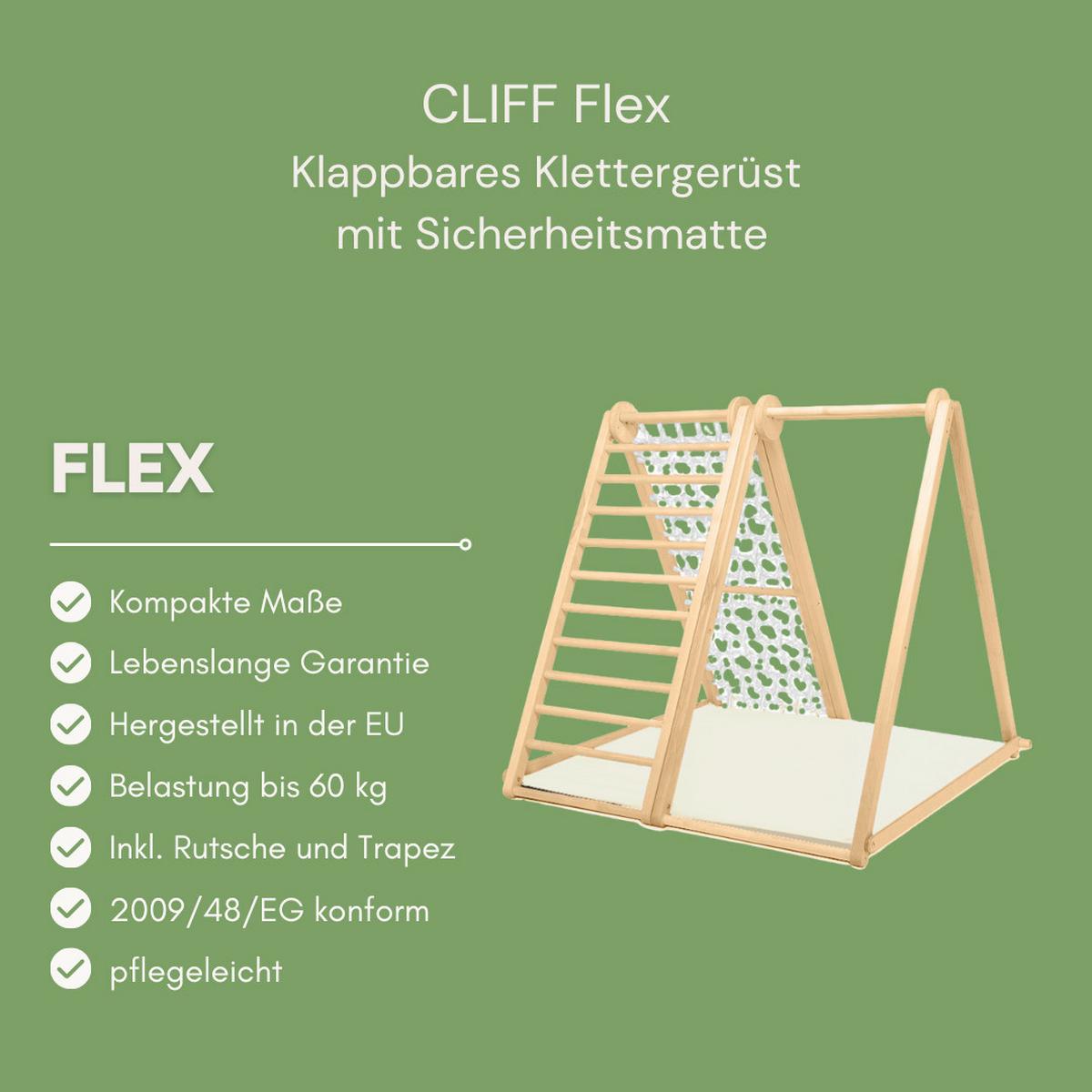 klappbares Klettergerüst mit Sicherheitsmatte - Multicolor/Weiß, Basics, Holz (105/110/100cm) - CLIFF