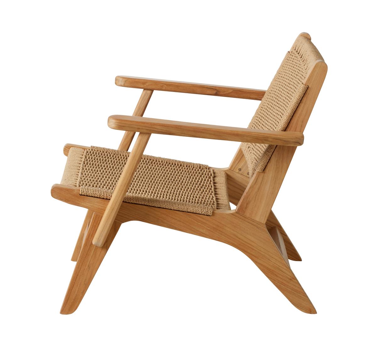Loungesessel Eya Indoor 68x71x72 cm, Natur - Hellbraun/Teakfarben, Natur, Holz/Papier (68/71/72cm) - Gardenson