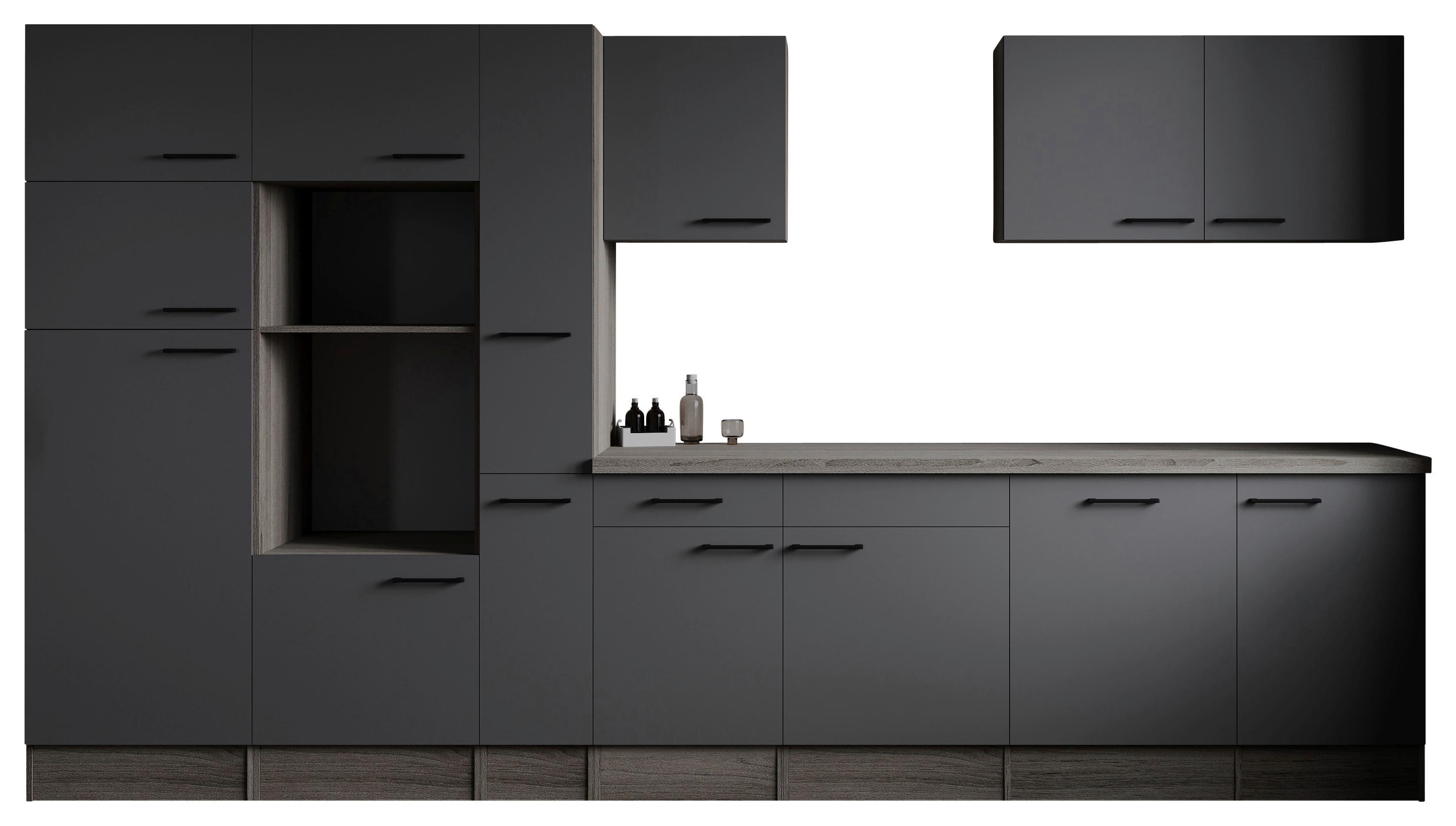 Küchenleerblock Oliver Grau, Eiche Dekor B: 370 Cm - Eichefarben/Grau, Design, Holzwerkstoff (370cm) - Respekta