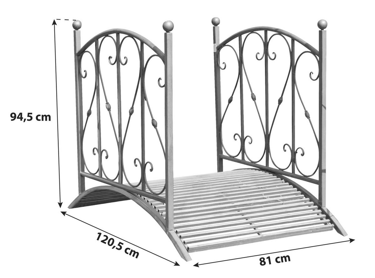 Gartenbrücke Aus Stahl Mit Geländer Taupo L: Ca. 120,5 Cm - Rostfarben, MODERN, Metall (120,5/81/94,5cm)