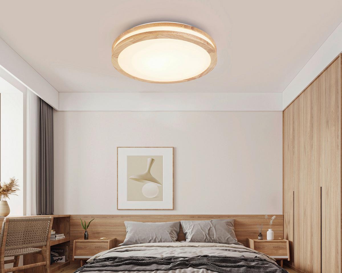 LED-Deckenleuchte Belinda - Eichefarben/Weiß, MODERN, Holz/Kunststoff (45/7,5cm) - Luca Bessoni