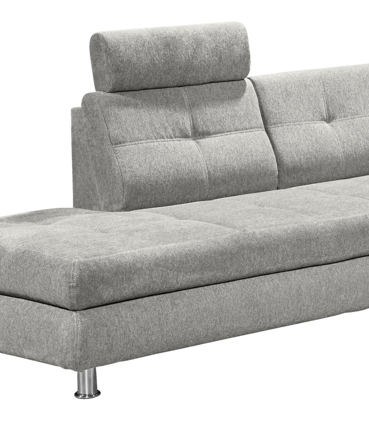 Sedací souprava ALBA U, levá, stříbrná, úl.prostor, lůžko - barvy stříbra, Moderní, textil/plast (233/349/177cm) - MID.YOU