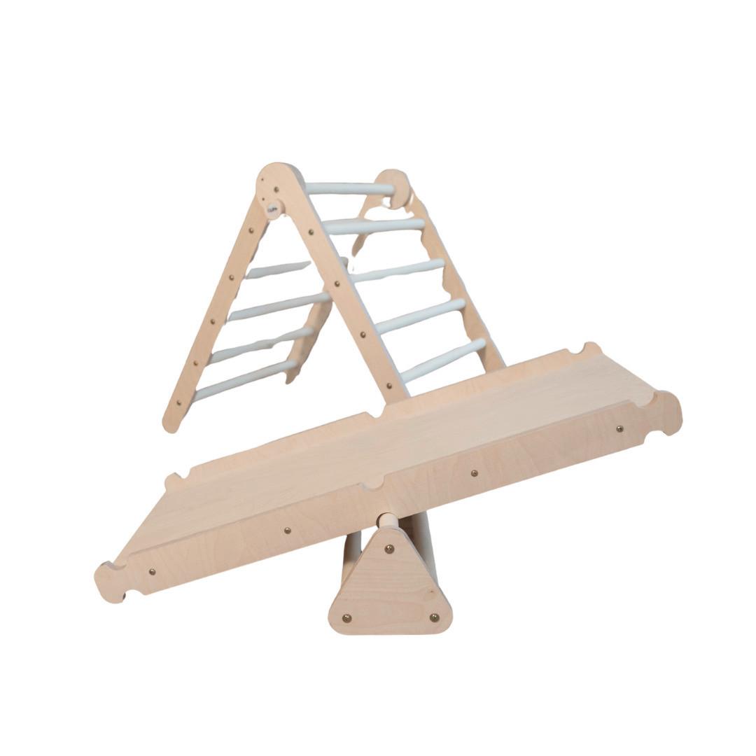 Kletterdreieck mit Rutsche und Wippe - Birkefarben, Basics, Holz (68/53,5/69cm) - CLIFF