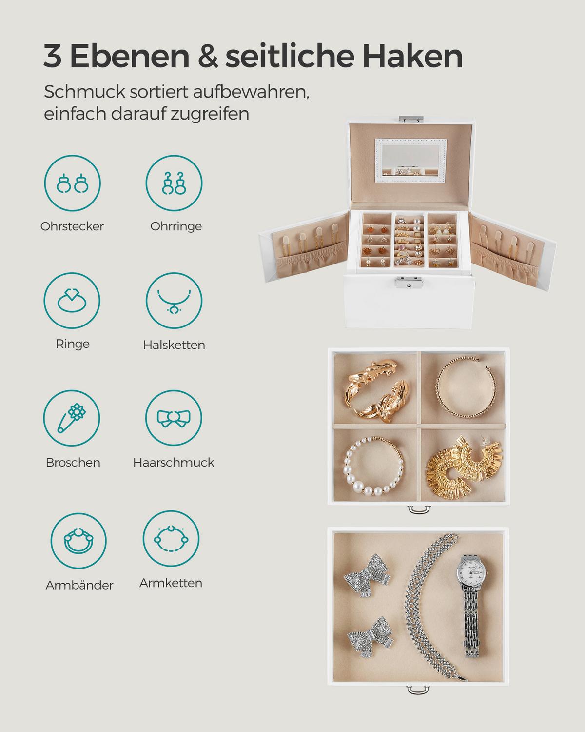 Schmuckkästchen Weiß B: 18 Cm - Weiß, LIFESTYLE, Holzwerkstoff (18/13,5/14cm)