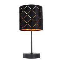 Tischlampe Schwarz Mit Wippschalter - Schwarz, Basics, Textil/Metall (15/35cm) - Globo