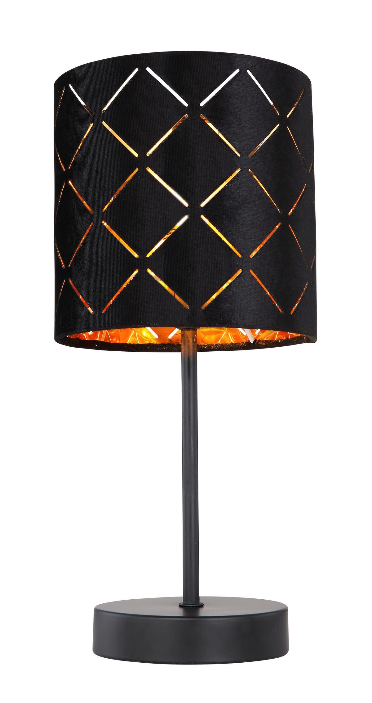 Tischlampe Schwarz Mit Wippschalter - Schwarz, Basics, Textil/Metall (15/35cm) - Globo