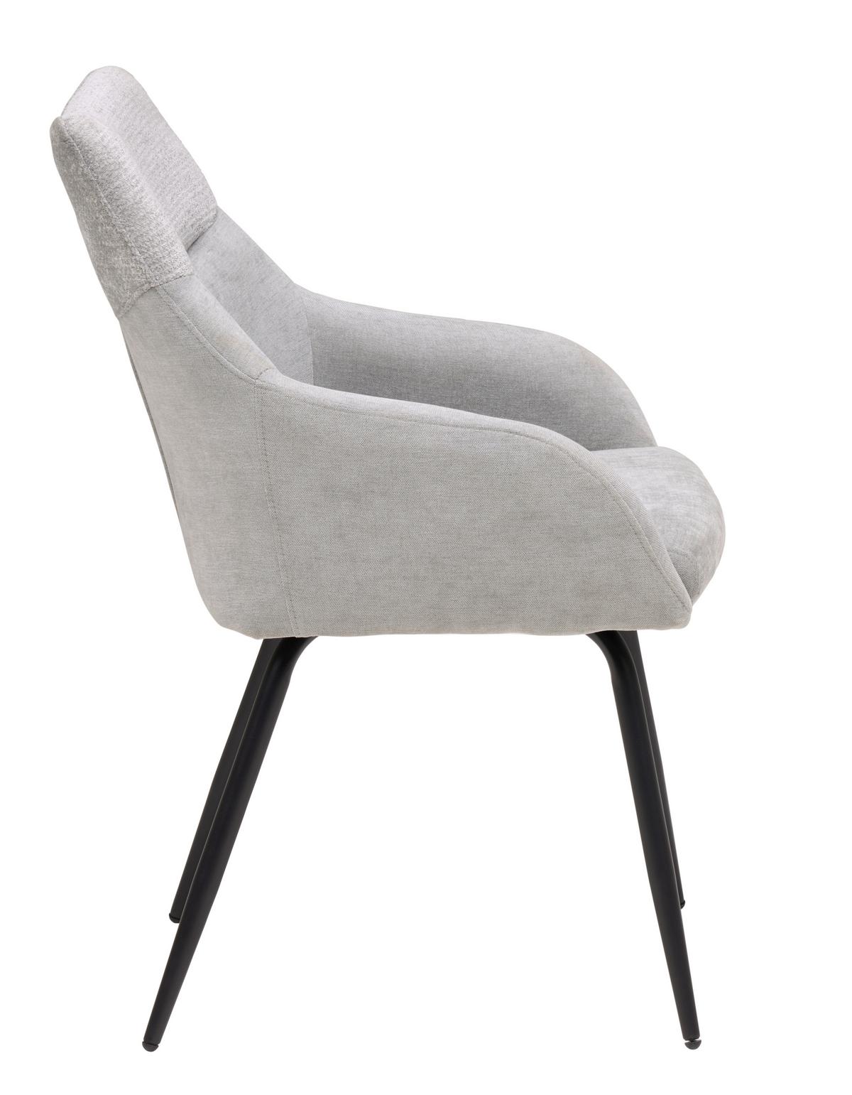 Armlehnstuhl Dali Grau/Schwarz B: 60 cm - Schwarz/Grau, Basics, Textil/Metall (60/86/55cm) - Livetastic