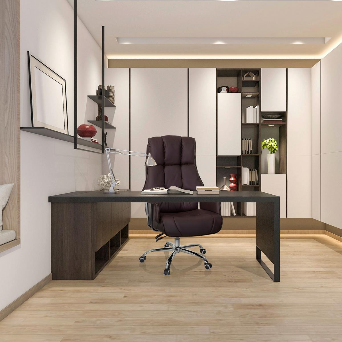 Chefsessel Commander Lederlook Braun Bis 130kg - Chromfarben/Braun, MODERN, Kunststoff/Textil (75/130/64cm) - MID.YOU