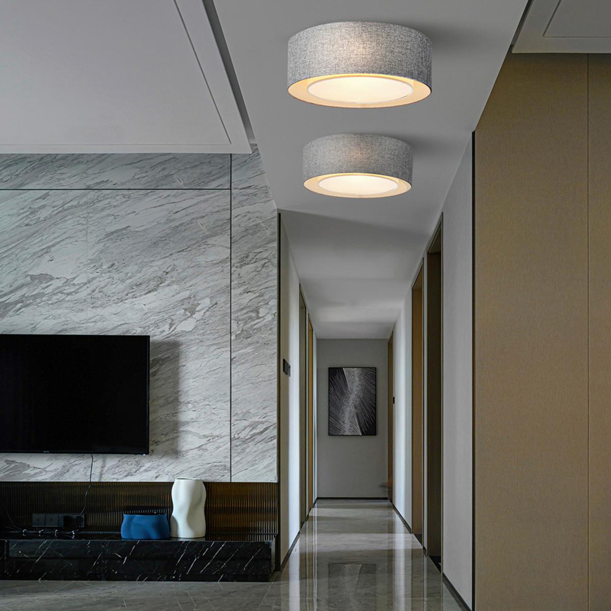 Deckenleuchte Bergamo L: 52 cm mit Drehdimmer - Chromfarben/Grau, Basics, Textil/Metall (52/17,5/52cm) - MAYTONI