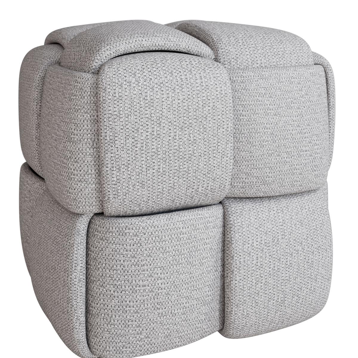 Taburet ELLA šedá bouclé - šedá/černá, Moderní, dřevo/textil (45/45/45cm) - Bessagi Home