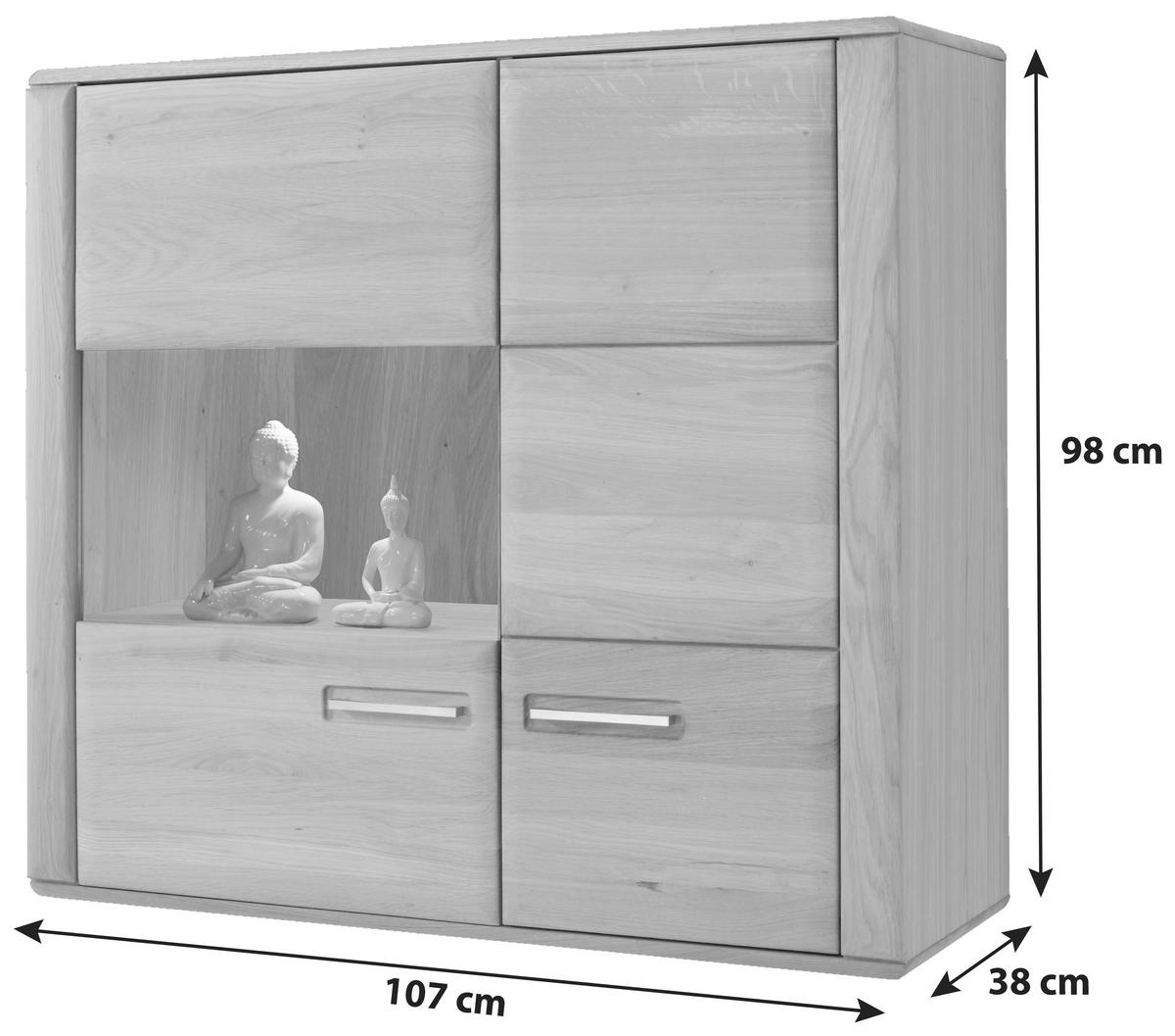 Hängevitrine Sena B: 107 cm Eichefarben - Eichefarben, Design, Glas/Holz (107/98/38cm) - Livetastic