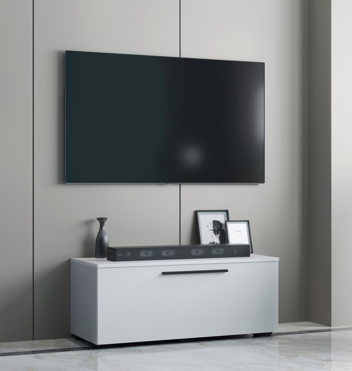 Nízka komoda Arila š: 95 cm, biela - čierna/biela, Modern, kov/kompozitné drevo (95/39/40cm) - MID.YOU