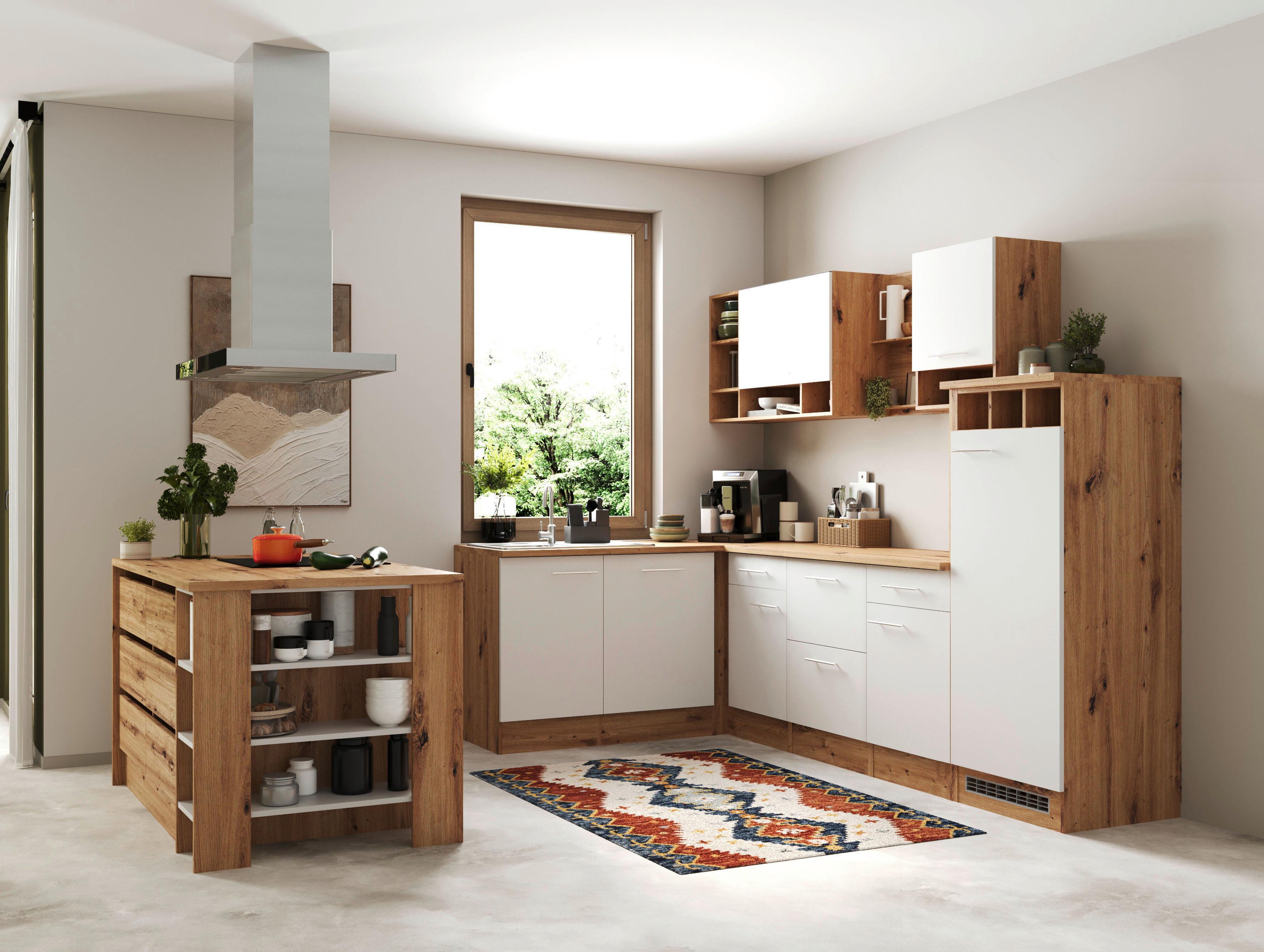 Eckküche Hilde Winkelküche 280 cm - Wildeiche/Weiß, Design, Holzwerkstoff (280/172cm) - Respekta