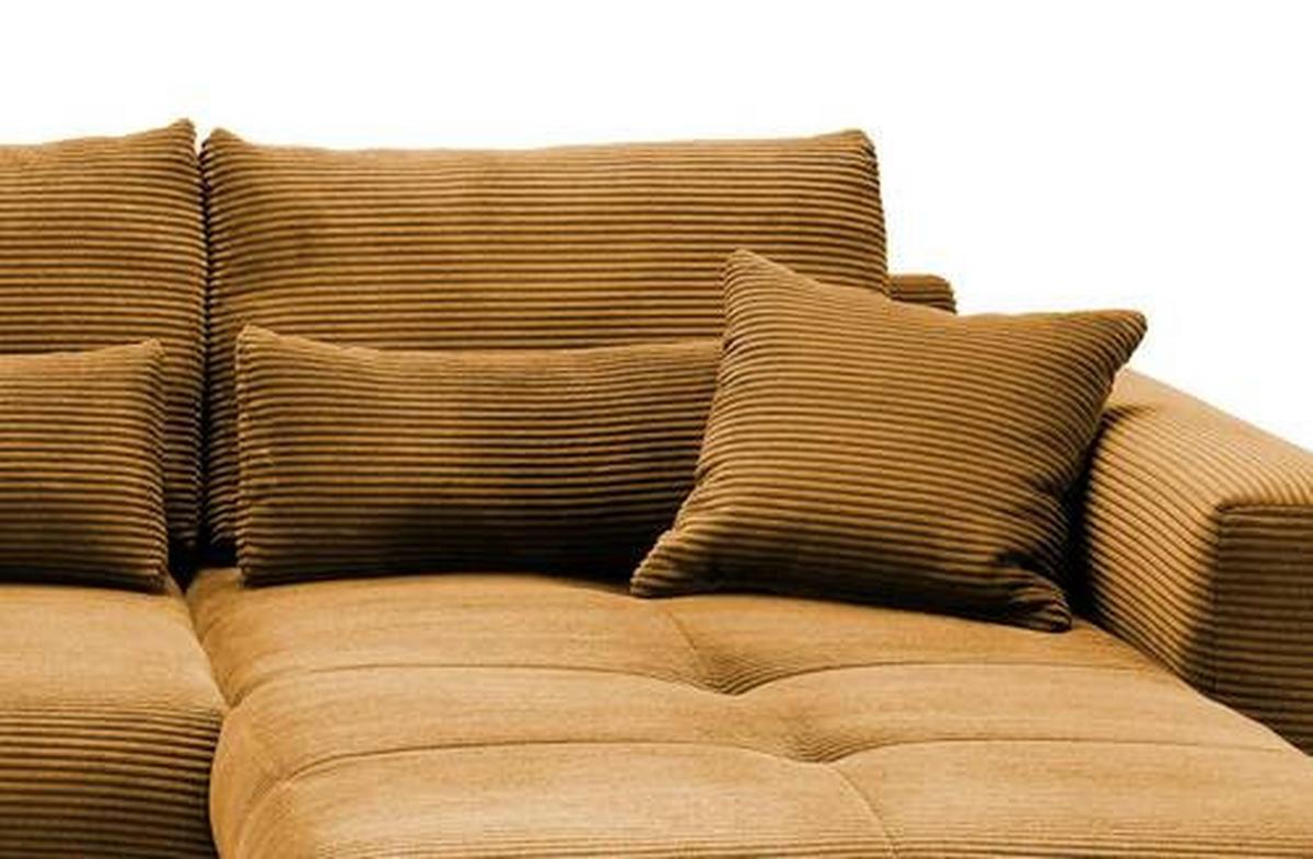 Ecksofa Federico Goldfarben S: 302/188 cm - Goldfarben/Schwarz, MODERN, Holz/Textil (302/188cm) - MID.YOU