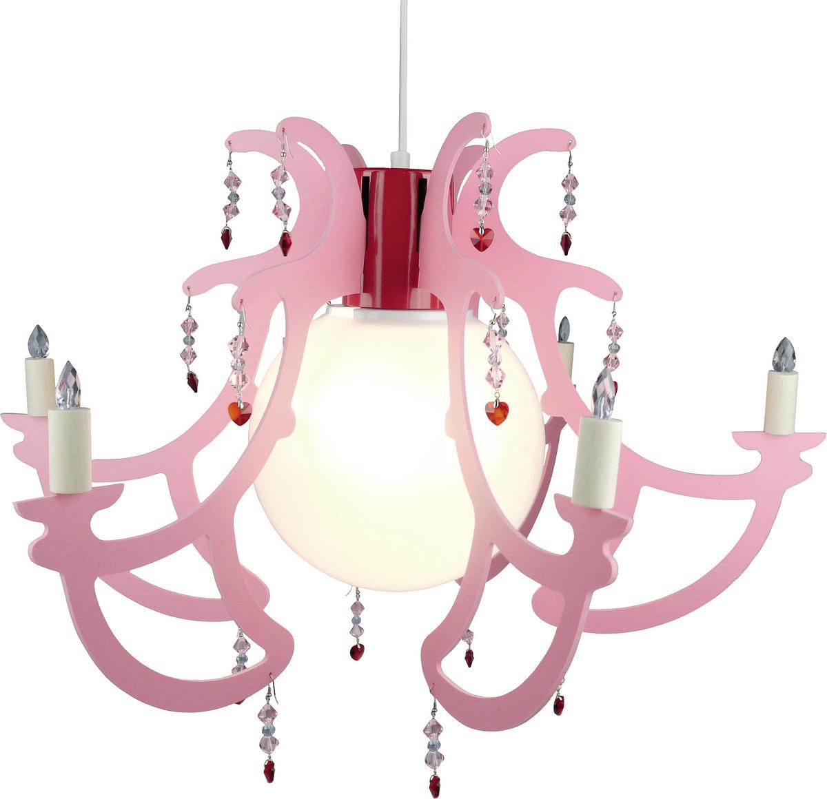 Kinderhängeleuchte 179 - Rosa/Weiß, Trend, Holz/Kunststoff (55/40cm) - Niermann