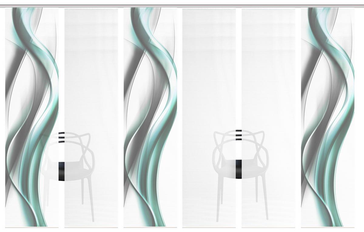 Flächenvorhang Cara 6er Set - Weiß/Grau, Design, Textil (60/260cm)