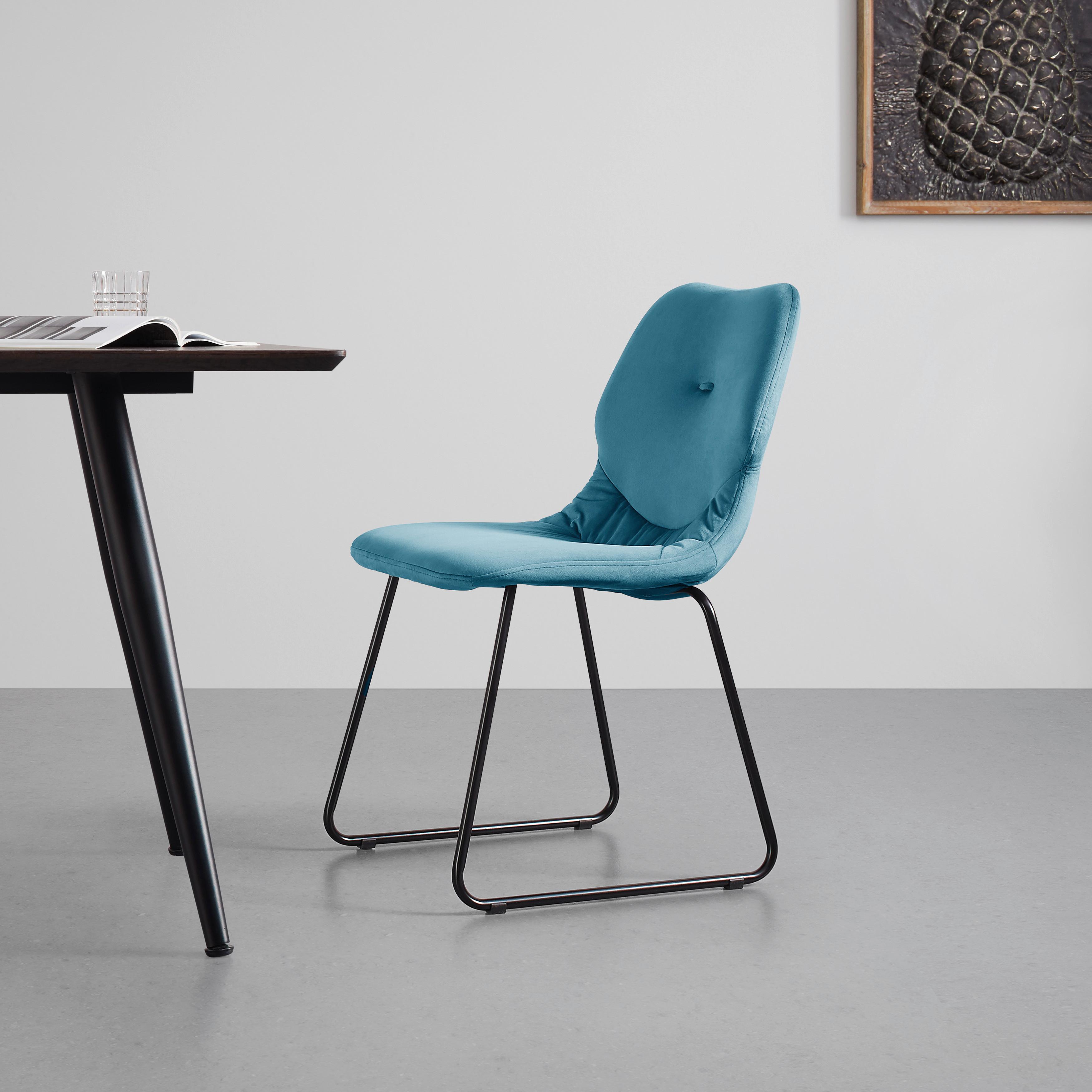 Židle ALICA - petrolej/černá, Moderní, kov/textil (57/83/46cm) - Bessagi Home