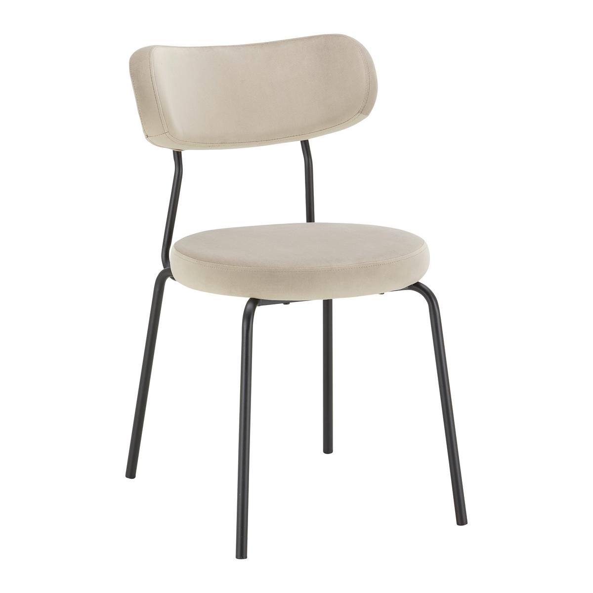 Sametová židle Lea - hnědá/béžová - černá/béžová, Moderní, kov/dřevo (51/82/63cm) - Bessagi Home