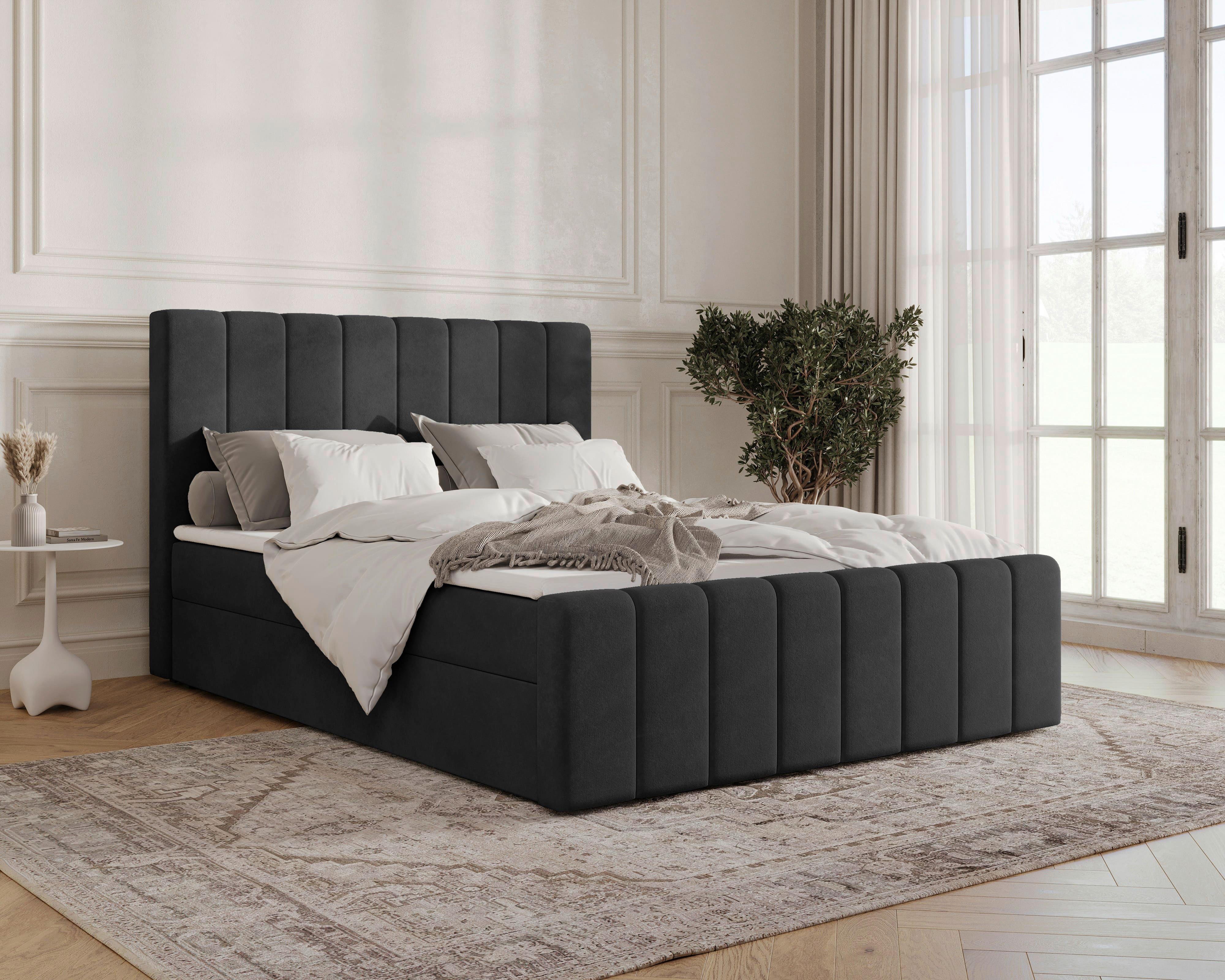 BOXBETT Lila Schwarz 160x200cm - Schwarz, MODERN, Holz/Kunststoff (160/200cm) - MID.YOU